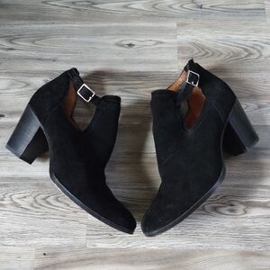 Frye Meghan Black Suede Block Heel Bootie Shoe Size 8